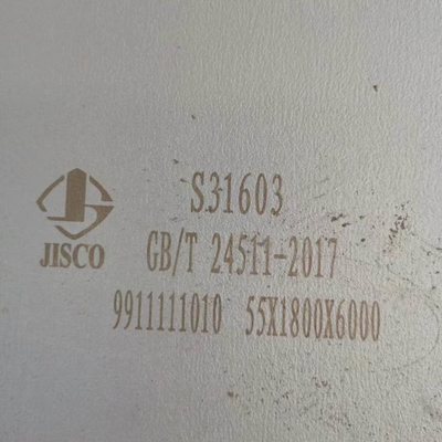 55 mm grubości stal nierdzewna 316L Płytka 2000*6000 mm Din1.4404 s31603 12 mm grubości Płytka SS stopień 316