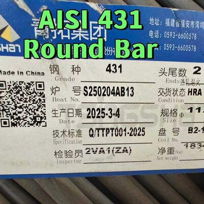 Gorąco walcowana pręta SUS431 ze stali nierdzewnej, kolorowa pręta 14cr17ni2 Aisi 431 DIN1.4057 75mm, czarna pręta