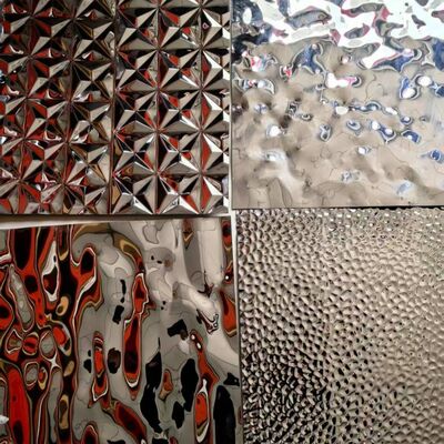304 Stainless Steel Water Ripple Sheet Mirror Finished Decorative Wall Panel 1219x2438mm