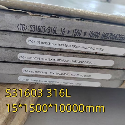 S31603 ASTM A240 AISI 316L DIN 1.4404 16*1500*10000MM Powierzchnia nr 1 dla naczyń ciśnieniowych