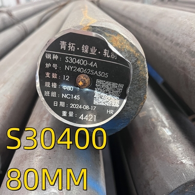 ASTM A276 Stopień 304 SS304 S30400 1.4301 Okrągły pręt Jasny Polerowany OD 150MM
